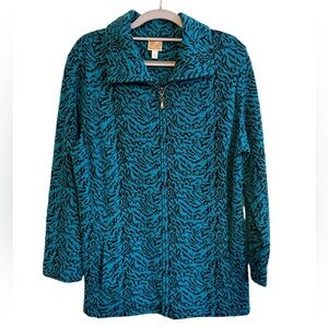 JM Collection Teal and Black Teddy Jacket